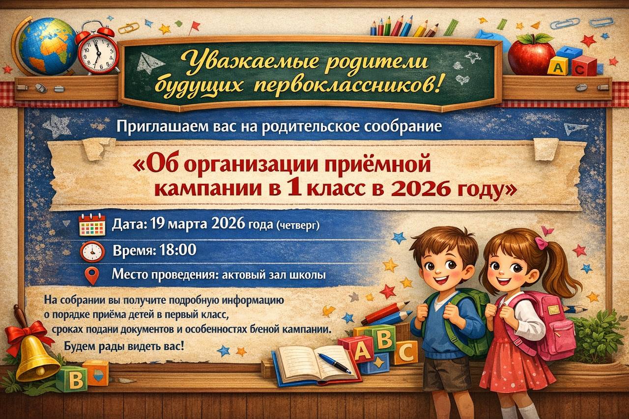 Родительское собрание "Об организации приемной компании в 1й класс в 2026 году".